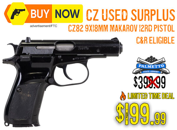 CZ-82 Used Surplus C&R Pistol 9x18mm Makarov – $199.99