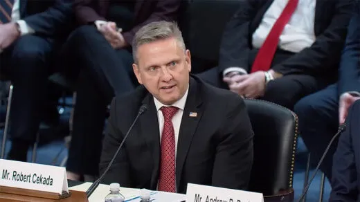 Robert Cekada testifies before the Senate Judiciary Committee during his confirmation hearing to lead the ATF. Screenshot via Senate Judiciary Committee video.