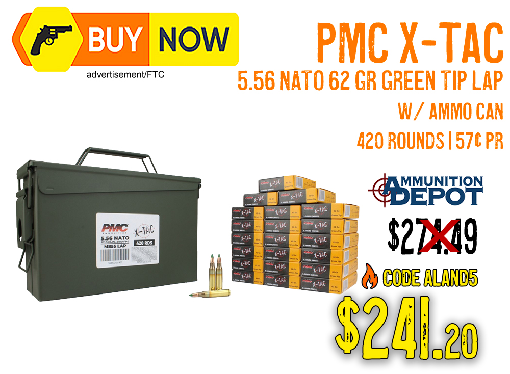 PMC X-TAC 5.56 NATO 62gr Green Tip 420 Rounds & Ammo Can — $241.20 w/ CODE