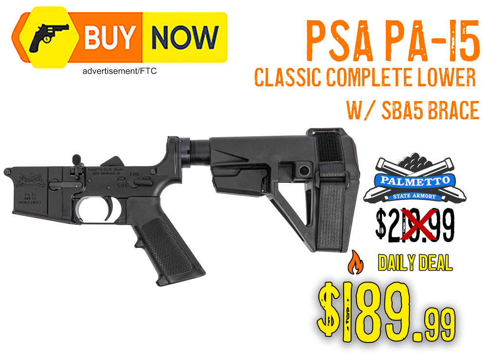 PSA PA-15 Classic Complete Lower w/ SBA5 Brace – $189.99