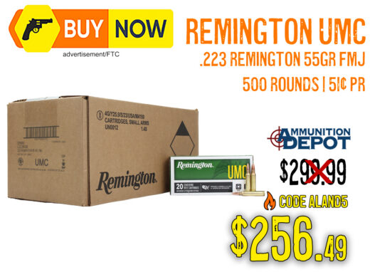 Remington UMC .223 Rem 55gr FMJ 500-Round Case &acirc; $256.49 w/ Code