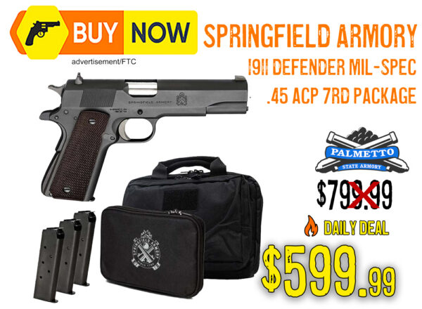 Springfield 1911 Defender Mil-Spec .45 ACP Package – $599.99