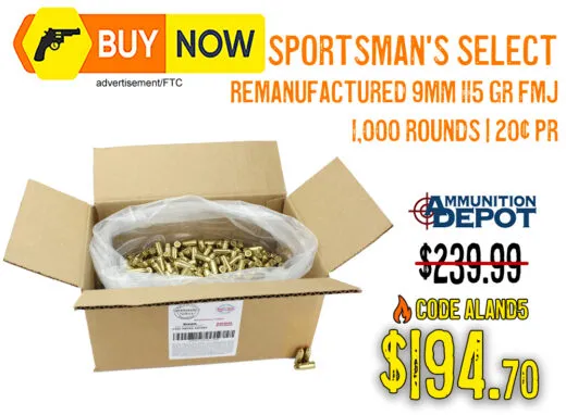 Sportsman's Select Remanufactured 9mm 115gr FMJ 1,000 Rounds &acirc; $194.70 w/ Code