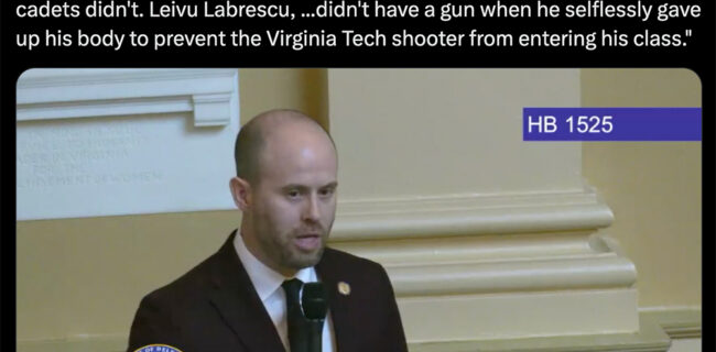 Screenshot of a Virginia House GOP post on X highlighting Del. Garrett McGuire’s remarks in support of HB 1525.