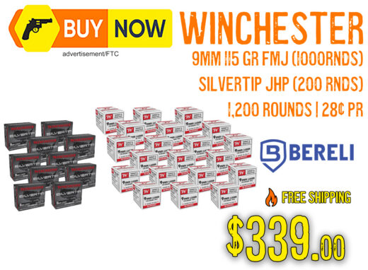 Winchester 9mm 115gr FMJ (1,000 Rounds) + 200 Rounds Silvertip JHP &acirc; $339