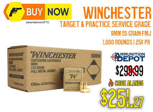 Winchester Target & Practice 9mm 115 Grain FMJ 1,000 Rounds &acirc; $251.27 w/ Code