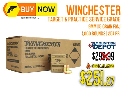Winchester Target & Practice 9mm 115 Grain FMJ 1,000 Rounds &acirc; $251.27 w/ Code