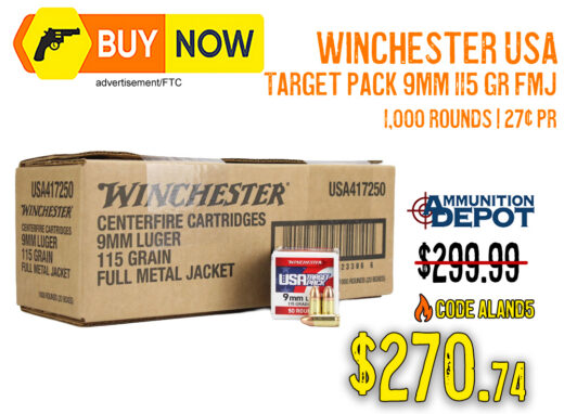 Winchester USA Target Pack 9mm 115 Gr FMJ 1,000 Rounds &acirc; $270.74 After Code