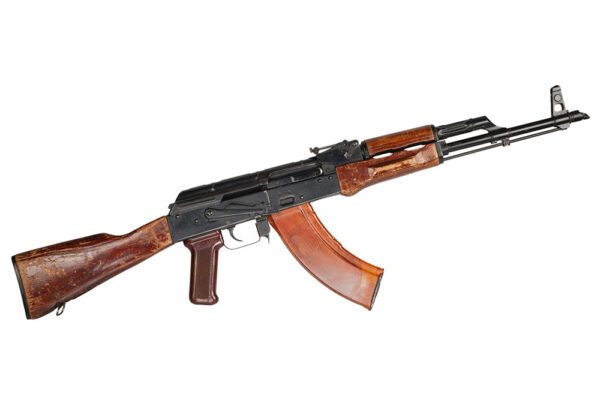 AK-47 Kalashnikov rifle on white background. iStock-2222622080