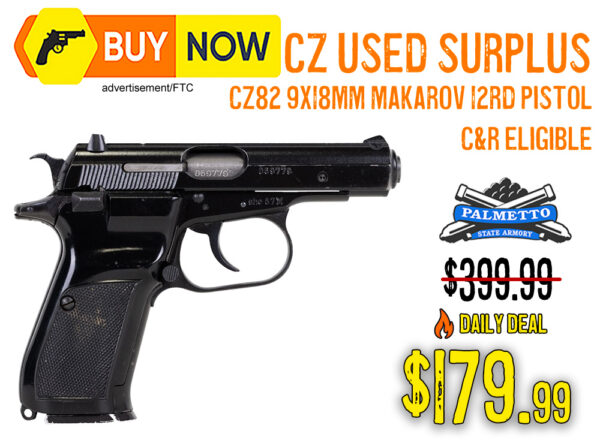 CZ-82 Used Surplus C&R Pistol 9x18mm Makarov – $179.99