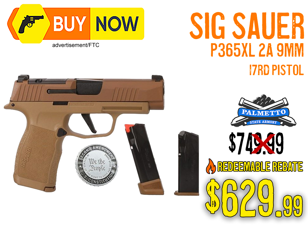 Sig Sauer P365XL 9mm Pistol – $629.99 w/ Rebate