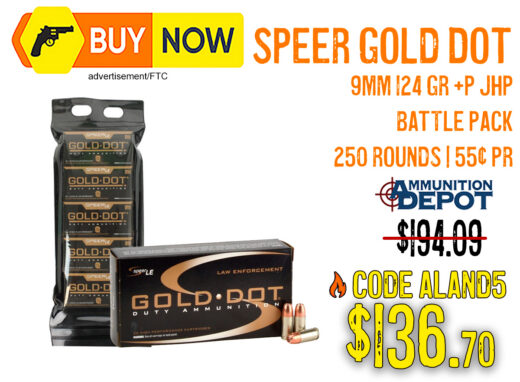 Speer Gold Dot 9mm 124 Gr +P JHP Battle Pack 250 Rounds &acirc; $136.70