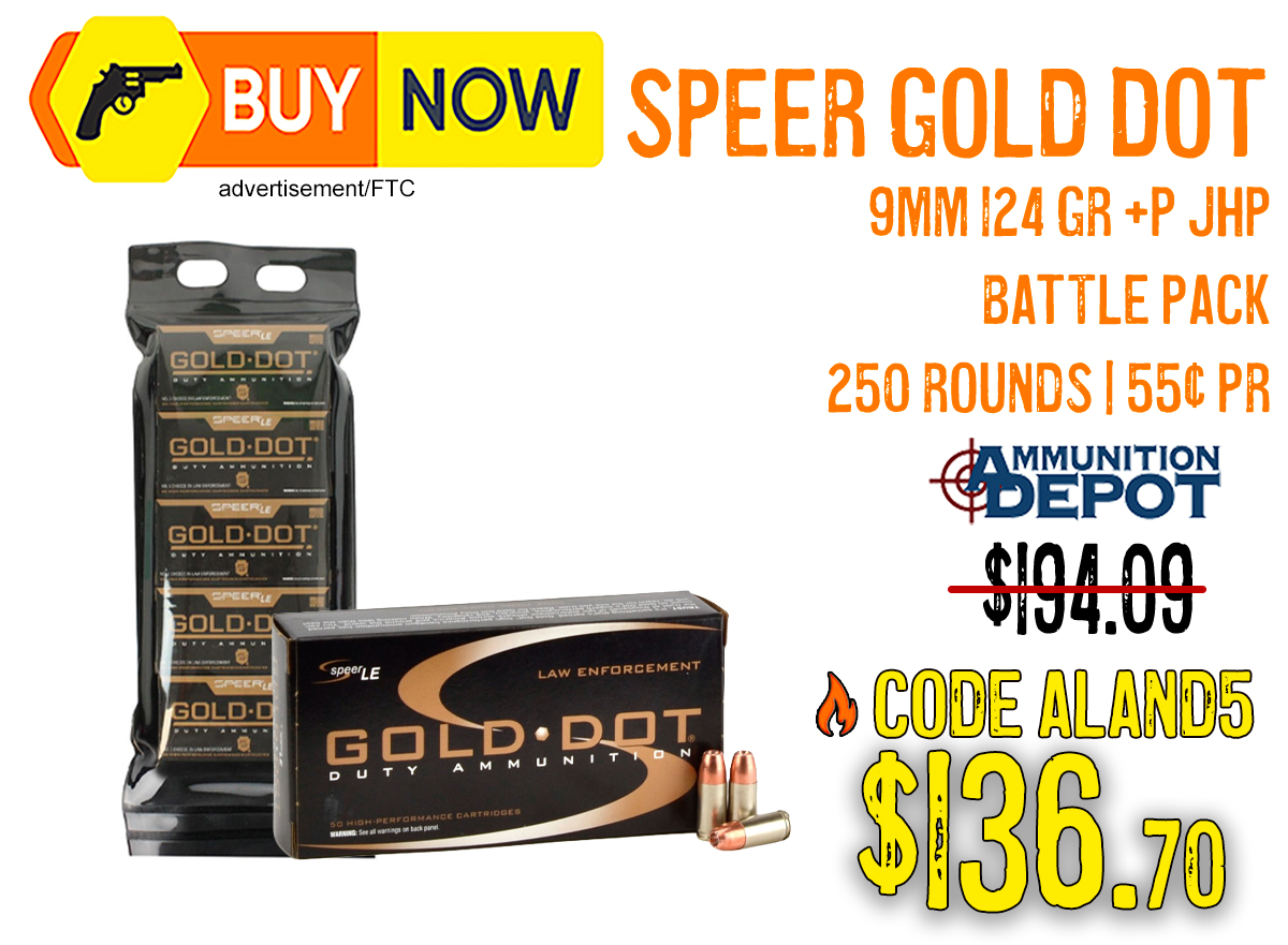 Speer Gold Dot 9mm 124 Gr +P JHP Battle Pack 250 Rounds — $136.70