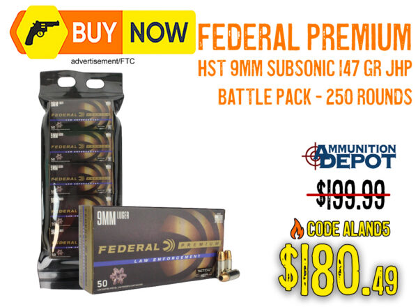 Federal Premium HST 9mm 147 Grain JHP Battle Pack 250 Rounds – $180.49 w/ Code