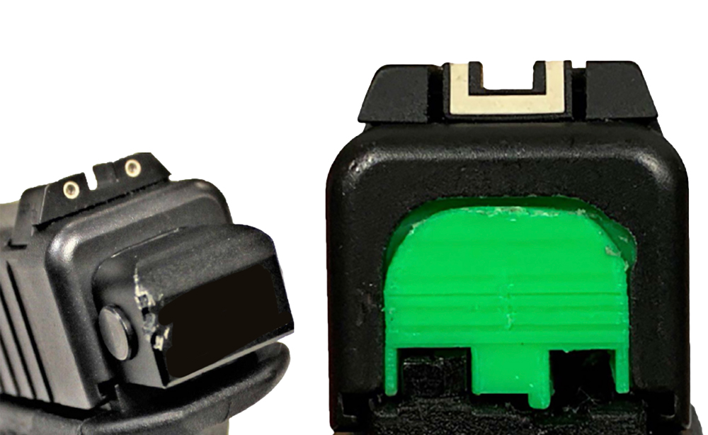 Machinegun conversion device / “Glock switch” examples shown in an ATF/DOJ fact sheet. Image cropped and composited from DOJ/ATF source material.