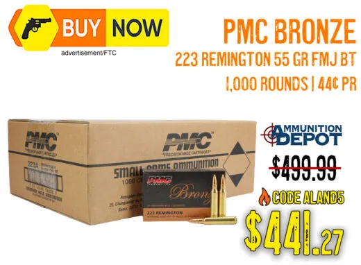 PMC Bronze .223 Rem 55gr FMJ BT 1,000 Rounds &acirc; $441.27 w/ Code