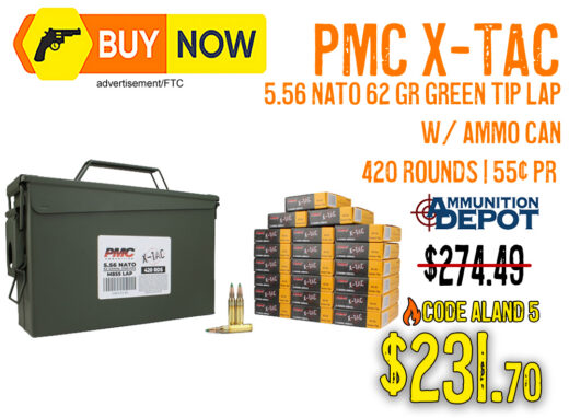 PMC X-TAC 5.56 NATO 62gr Green Tip 420 Rounds & Ammo Can