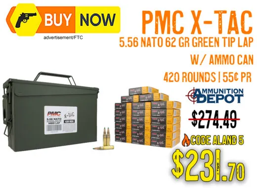 PMC X-TAC 5.56 NATO 62gr Green Tip 420 Rounds & Ammo Can
