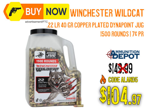Winchester Wildcat .22 LR 1,500-Round Jug &acirc; $104.97 w/ Code