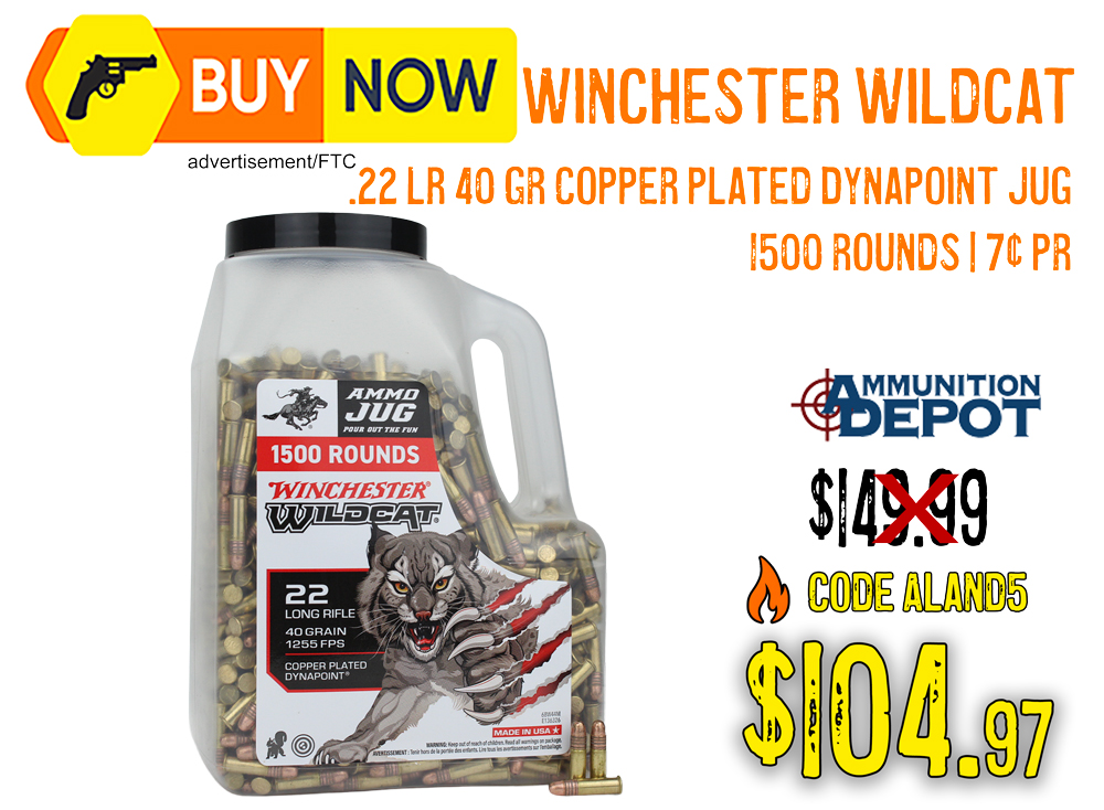 Winchester Wildcat .22 LR 1,500-Round Jug – $104.97 w/ Code