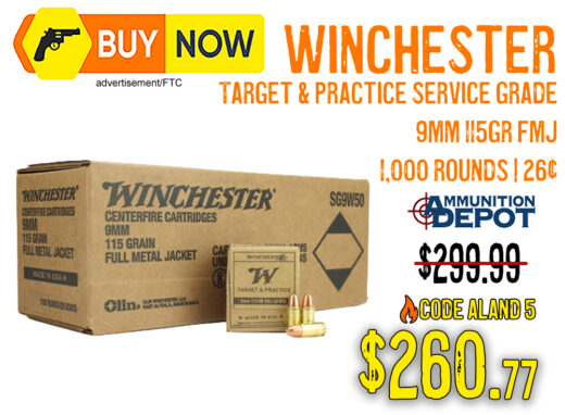 Winchester Target & Practice 9mm 115 Grain FMJ 1,000 Rounds &acirc; $260.77 w/ Code