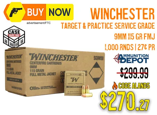 Winchester Target & Practice 9mm 115 Grain FMJ 1,000 Rounds &acirc; $270.27 w/ Code