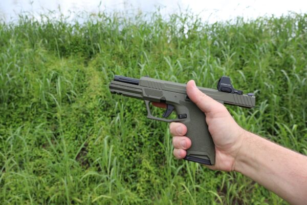 psa rock compact pistol with the slide locked rearward