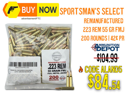 Sportsman&acirc;s Select Remanufactured .223 Rem 55gr FMJ 200 Rounds &acirc; $84.54 w/ Code