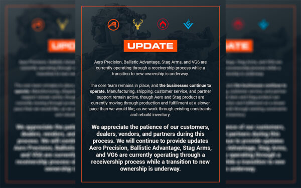 Aero Precision, Ballistic Advantage, Stag Arms, and VG6 Continue Operations During Receivership