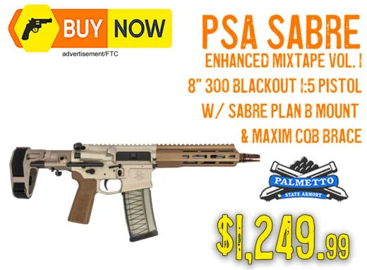 PSA Sabre Enhanced Mixtape Vol. 1 8" .300 Blackout Pistol &acirc; $1,249.99