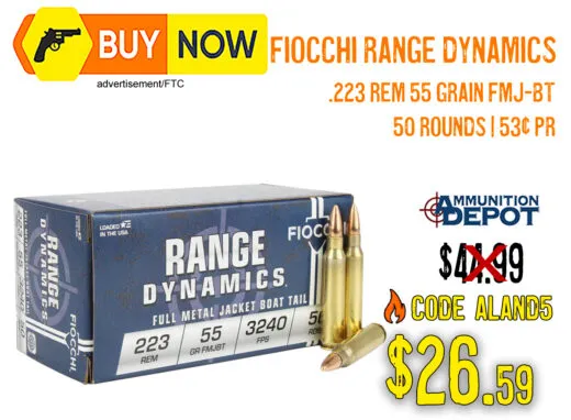 Fiocchi Range Dynamics .223 Rem 55 Grain FMJ-BT Ammo