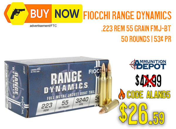 Fiocchi Range Dynamics .223 Rem 55 Grain FMJ-BT Ammo