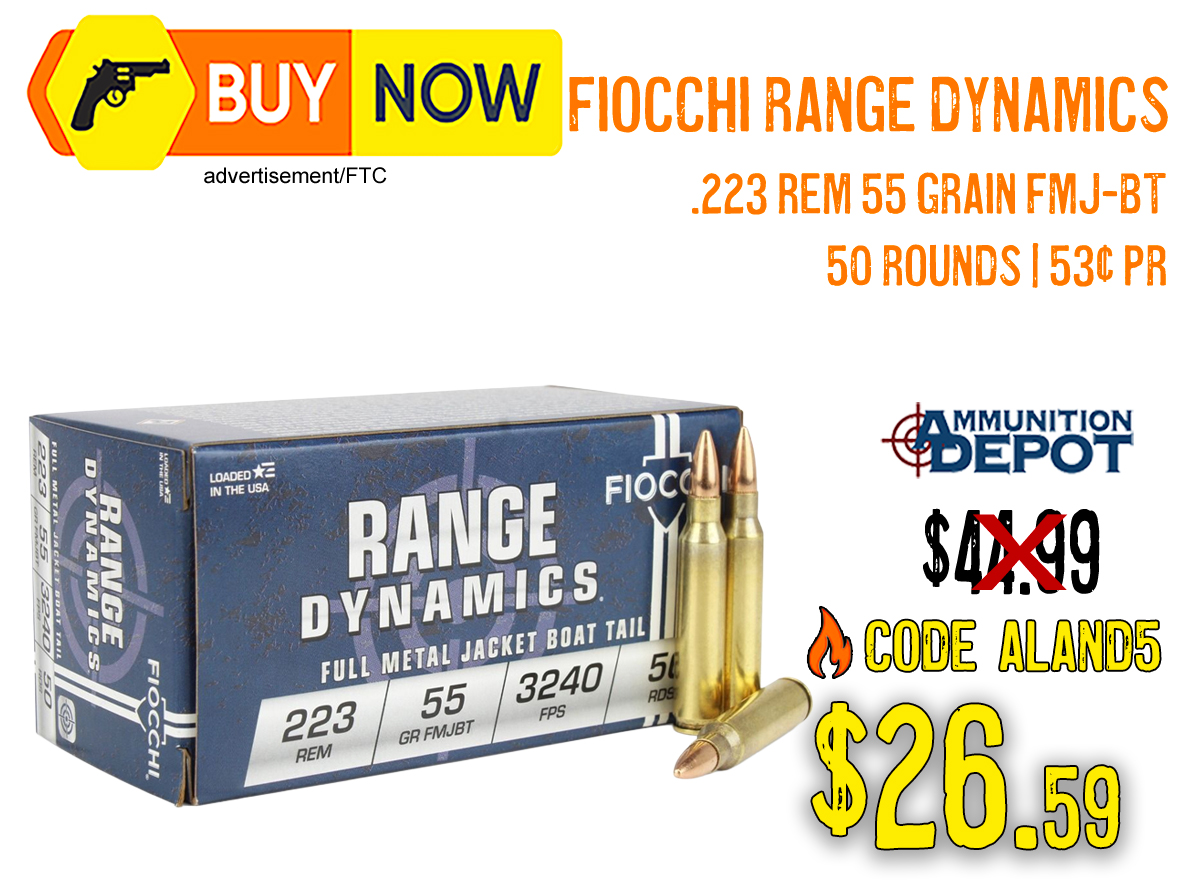 Fiocchi Range Dynamics .223 Rem 55 Grain FMJ-BT Ammo