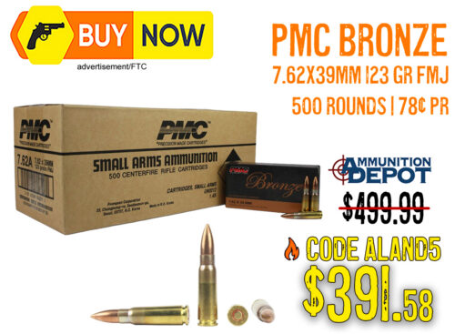 PMC Bronze 7.62×39 Ammo Deal: 500 Rounds for $391.58—Save 22%