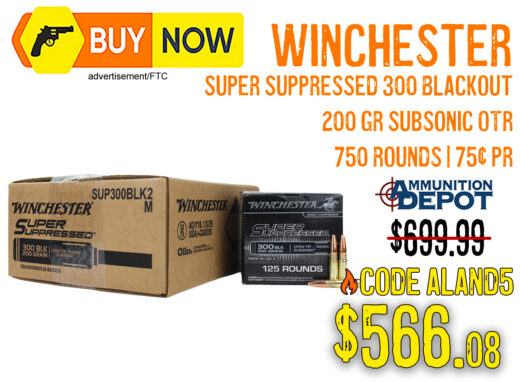 Winchester Super Suppressed .300 BLK 200-Grain Deal: 750 Rounds for $566.08