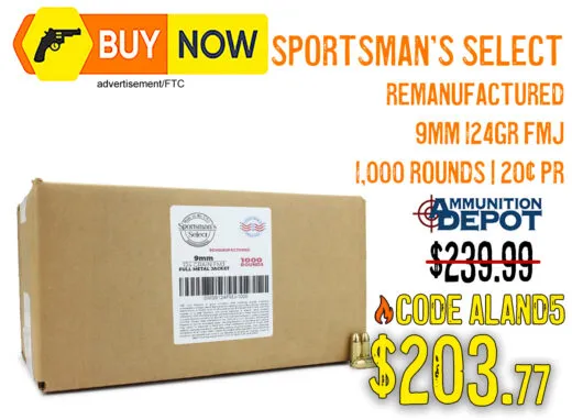 Sportsman's Select Reman 9mm 124gr FMJ 1,000 Rounds &acirc; $203.77 w/ Code